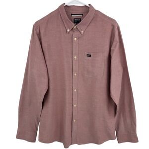 RVCA Thatll Do Oxford Slim Fit Long Sleeve Button Down‎ Shirt Mens Lg Clay Pink